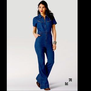 Wrangler Retro Flare Denim Jumpsuit Large